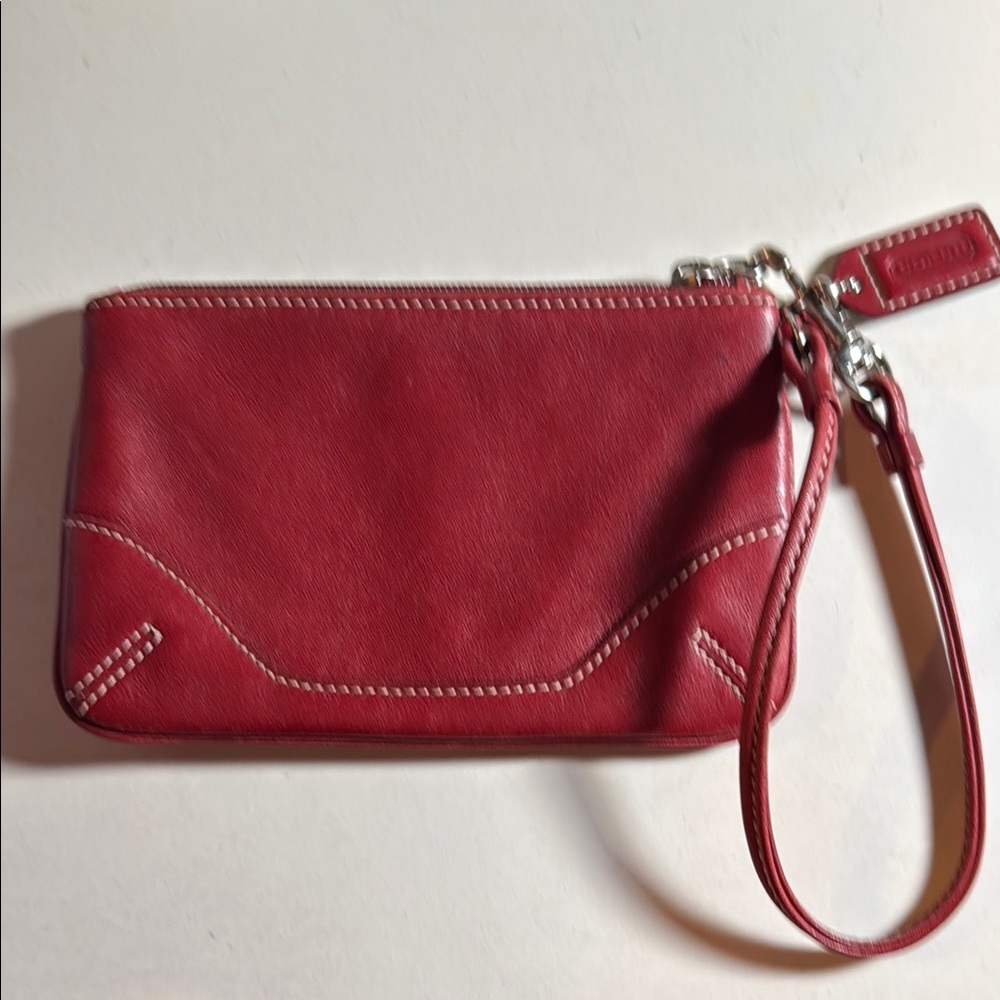 Red Leather Wristlet